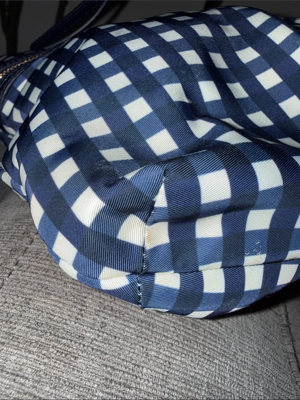 Tory Burch Navy and White Gingham Crossbody Bag
